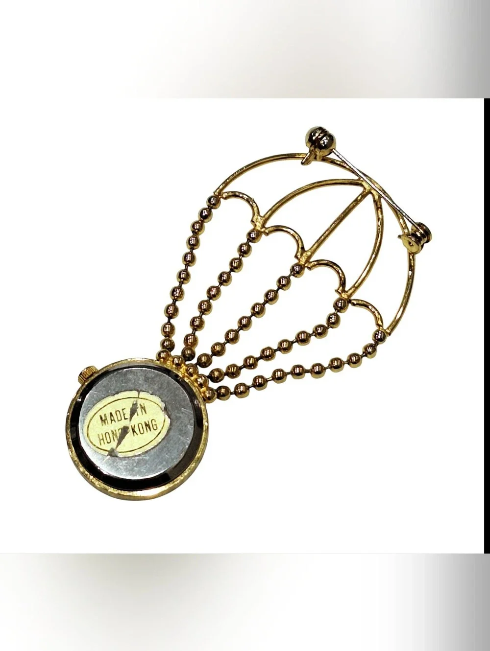 Women's Vintage Gold Toned Pin Timepiece Hot Air Balloon Watch